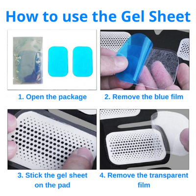 This image shows how to correctly apply the gel pads on the stimulators.